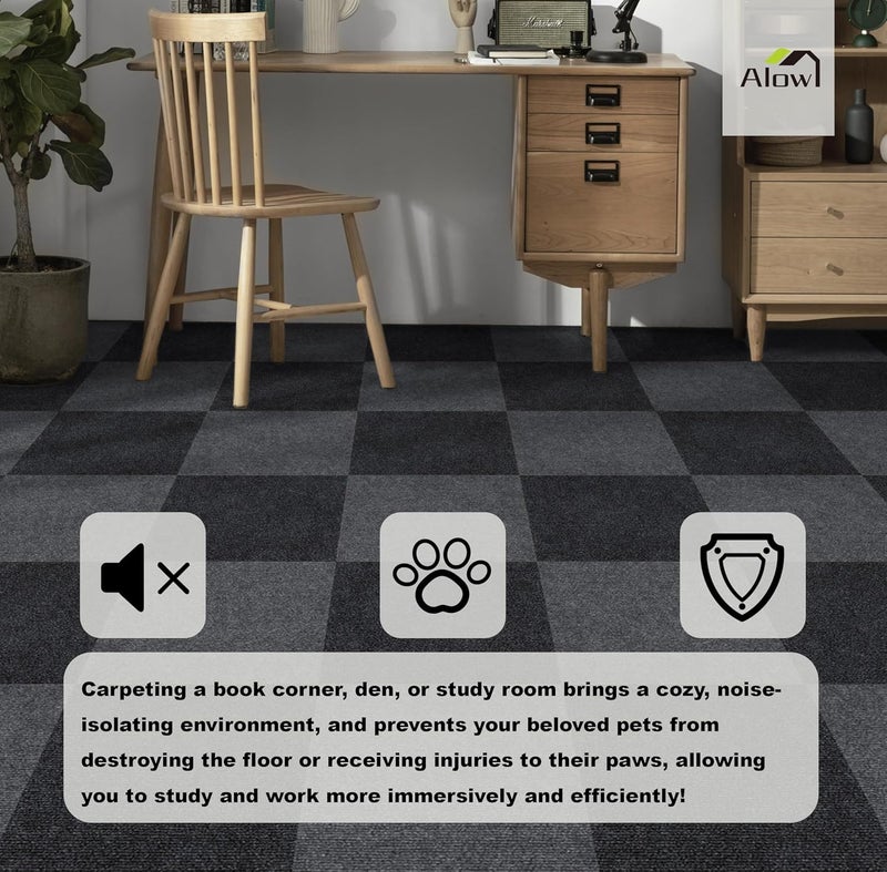 Alow 25pcs Carpet Tiles Peel and Stick,12" x 12" Carpet Squares Self Adhesive, Cover 25Sp.ft Easy to use for Bedroom,Kitchen and More (All Black) - Image 4